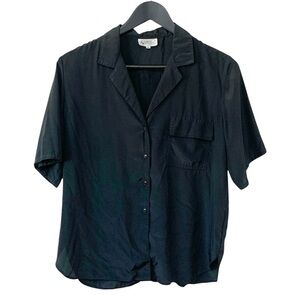 Vintage 80’s Black Silky Short Sleeve Blouse